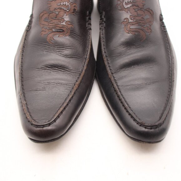 Mark Nason Rock Never Dies Men's 8.5 M Dragon Front Embossed Leather Brown ITALY - Picture 11 of 11